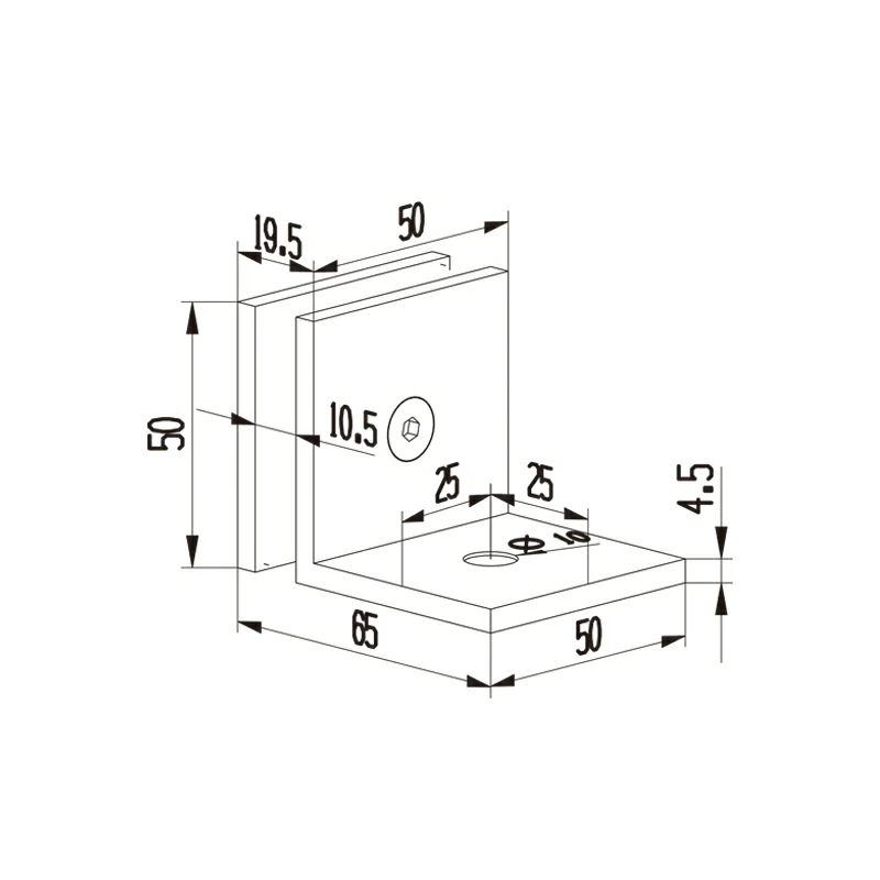 Shower Glass to Wall Clamp 90 Degree Structure